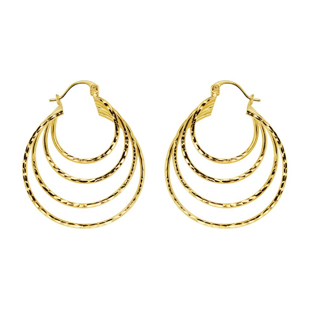 Multiple Loop Hoop Earrings 14K Yellow Gold